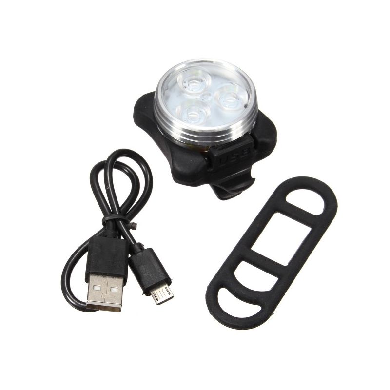 Luz de bicicleta recargable USB HJ-030 3 LED 4 Modos Impermeable Blanco / Rojo Bike Front Light