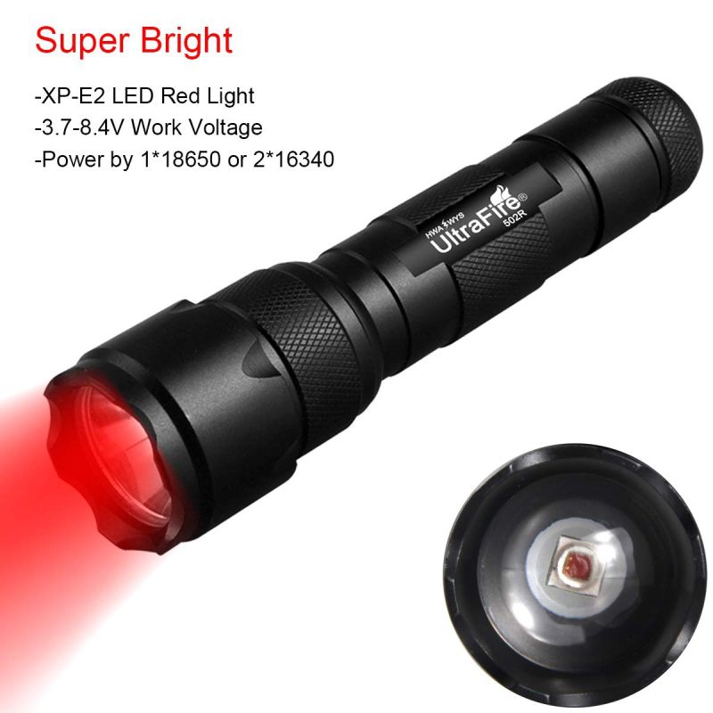 UltraFire WF-502B.2 XP-E2 LED Linterna de luz roja zoomable