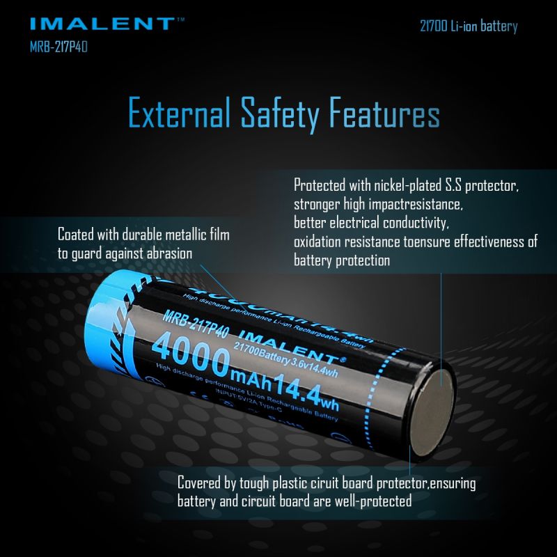Imalent MRB-217P40 21700 4000mAh 3.6V Tipo-C batería recargable