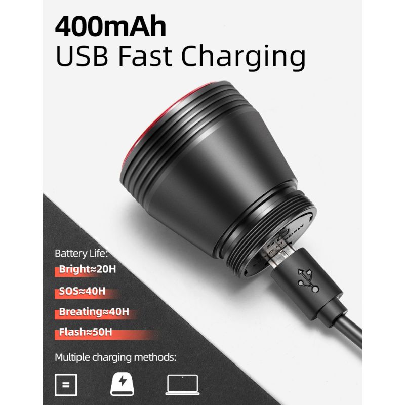 ROCKBROS Q5 Bicicleta Inteligente Auto Freno Detección Luz IPx6 Impermeable LED Carga Ciclismo Luz trasera Bicicleta Luz trasera