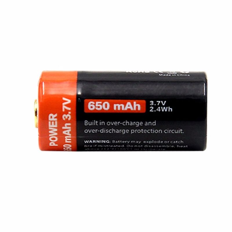 16340 650mAh 3.7v Micro USB recargable recargable batería de ion