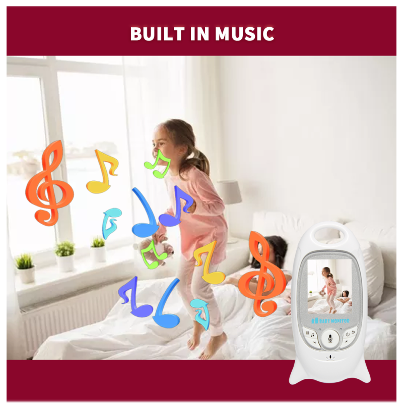VB601 2.4G Video inalámbrico Monitor de bebé de 2,0 pulgadas Cámara de seguridad de color 2 vías Talk Nightvision IR LED Monitoreo de temperatura con 8 canciones de lullaby