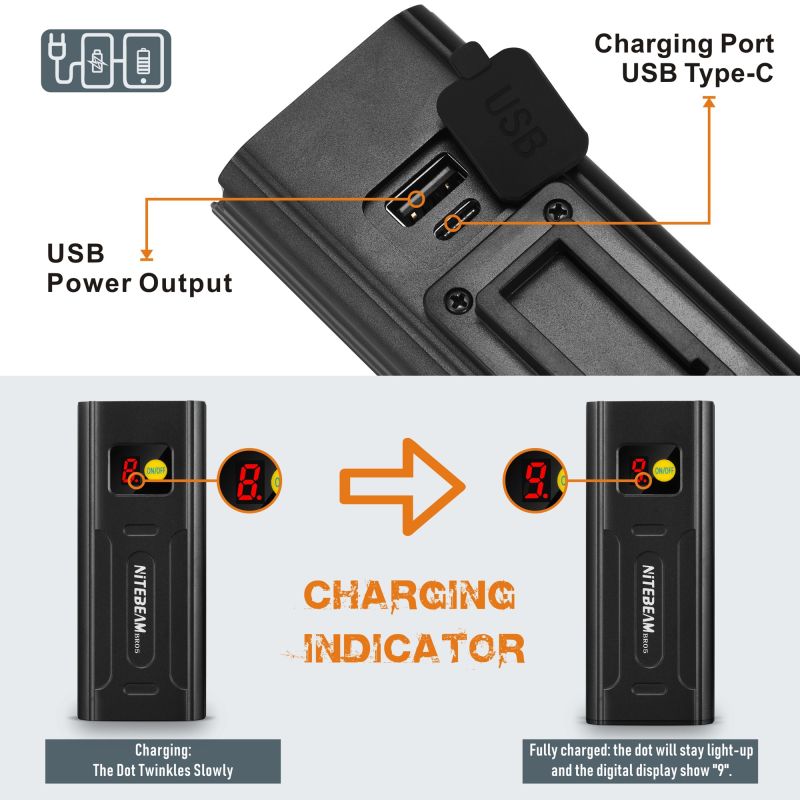 NITEBEAM BR05 Luces de bicicleta 5x T6 5000 Lumens USB Bici recargable Frente de la luz y la luz de la cola de la bicicleta
