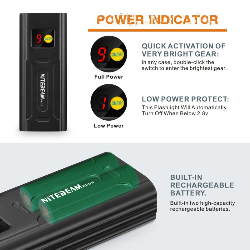 NITEBEAM BR05 Luces de bicicleta 5x T6 5000 Lumens USB Bici recargable Frente de la luz y la luz de la cola de la bicicleta