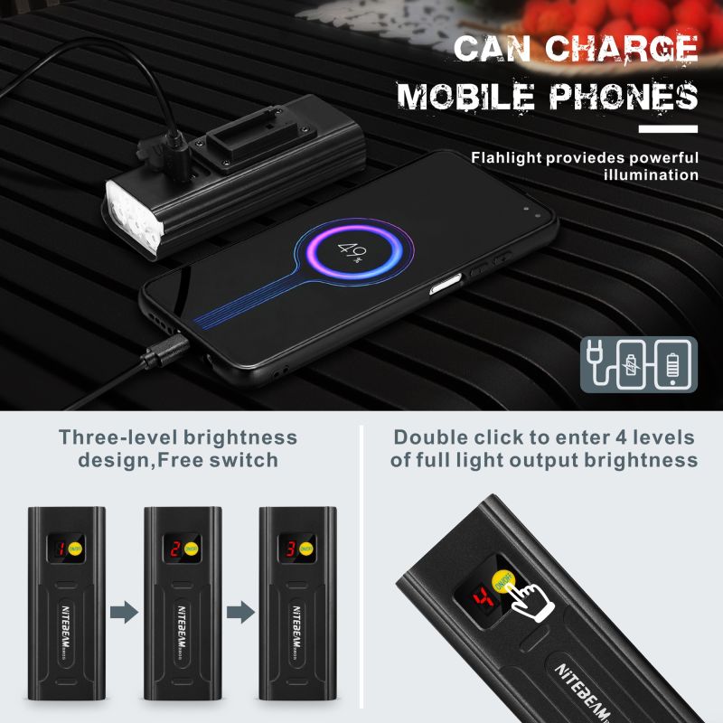 NITEBEAM BR05 Luces de bicicleta 5x T6 5000 Lumens USB Bici recargable Frente de la luz y la luz de la cola de la bicicleta