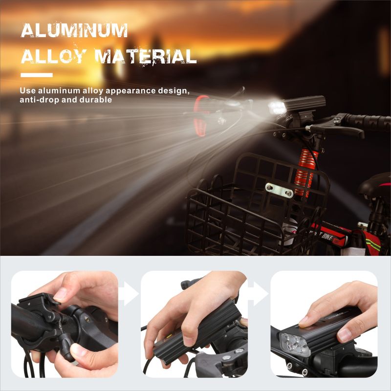 NITEBEAM BR05 Luces de bicicleta 5x T6 5000 Lumens USB Bici recargable Frente de la luz y la luz de la cola de la bicicleta