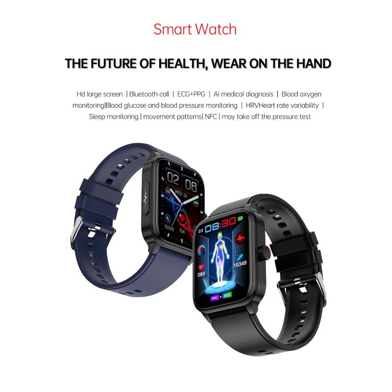 ET540 Glucosa en sangre ECG Temperatura corporal Presión arterial Oxígeno en sangre Frecuencia cardíaca Llamada Bluetooth Smartwatch Fitness Tracker