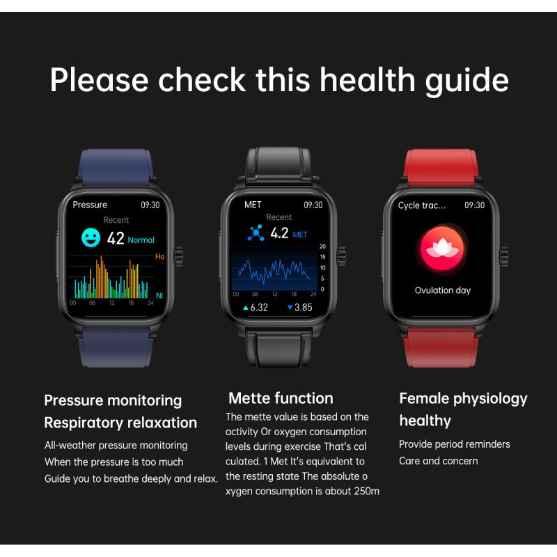 ET540 Glucosa en sangre ECG Temperatura corporal Presión arterial Oxígeno en sangre Frecuencia cardíaca Llamada Bluetooth Smartwatch Fitness Tracker