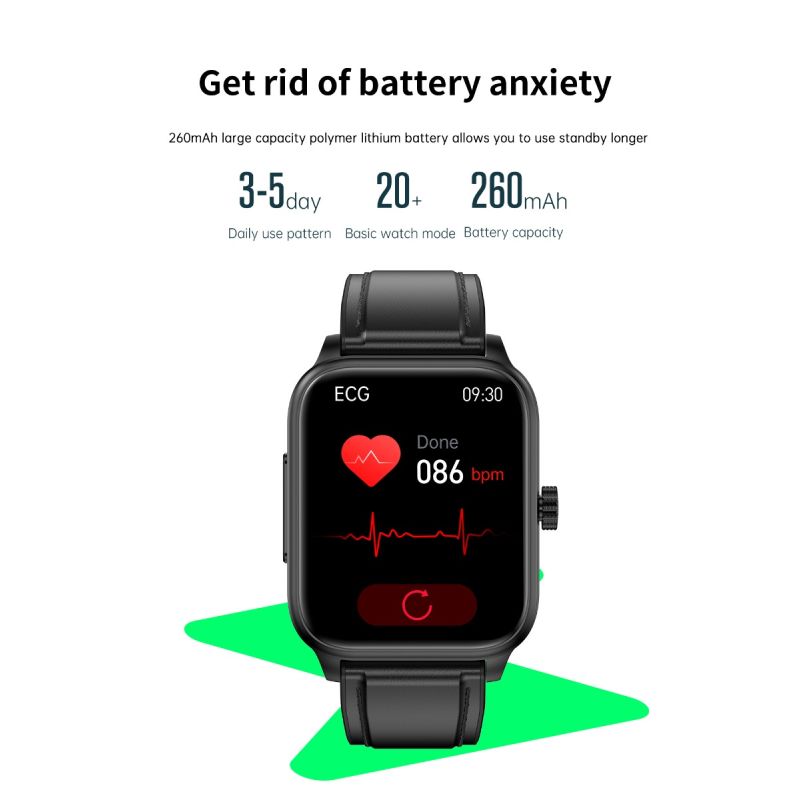 ET540 Glucosa en sangre ECG Temperatura corporal Presión arterial Oxígeno en sangre Frecuencia cardíaca Llamada Bluetooth Smartwatch Fitness Tracker
