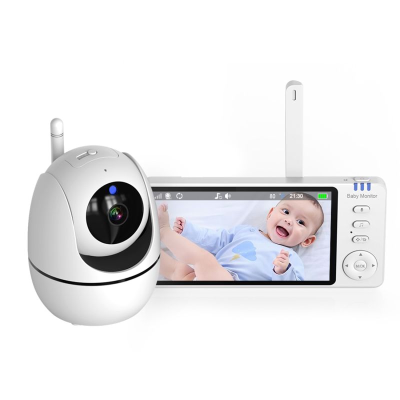 ABM501 Monitor de vídeo para bebé 2,4G inalámbrico con pantalla LCD de 5,0 pulgadas Audio bidireccional conversación visión nocturna vigilancia cámara de seguridad niñera