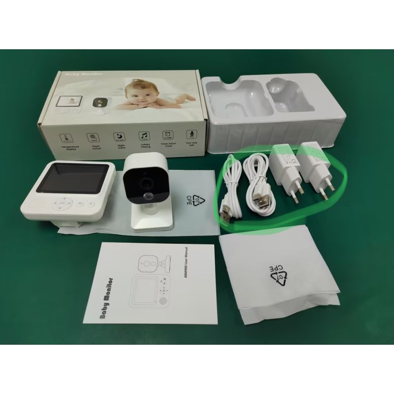 AMB900 Monitor de vídeo para bebé de 2,8 pulgadas 720P con cámara para bebé con Zoom 4X, intercomunicador bidireccional, teléfono para bebé, visión nocturna, pantalla IPS, Monitor para niñera