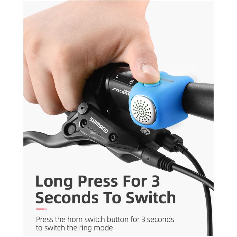 Timbre de ciclismo eléctrico ROCKBROS, bocina de 90 dB, resistente a la lluvia, para manillar de bicicleta MTB, anillo de carcasa de Gel de sílice, timbre para bicicleta, accesorios para bicicleta