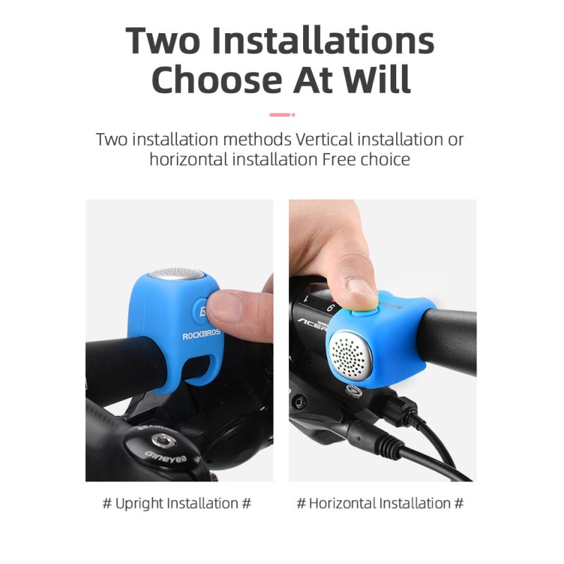 Timbre de ciclismo eléctrico ROCKBROS, bocina de 90 dB, resistente a la lluvia, para manillar de bicicleta MTB, anillo de carcasa de Gel de sílice, timbre para bicicleta, accesorios para bicicleta