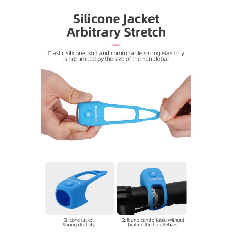 Timbre de ciclismo eléctrico ROCKBROS, bocina de 90 dB, resistente a la lluvia, para manillar de bicicleta MTB, anillo de carcasa de Gel de sílice, timbre para bicicleta, accesorios para bicicleta