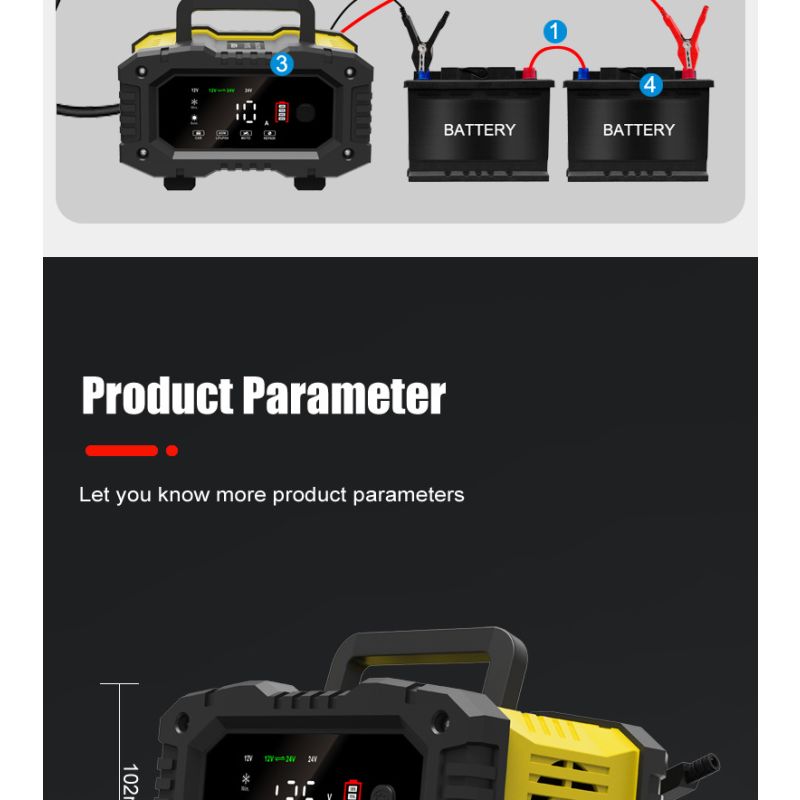 FOXSUR-cargador de batería portátil para coche, 12V/24V, motocicleta, camión, AGM, LiFePO4, baterías de plomo ácido, mantenimiento de reparación automática