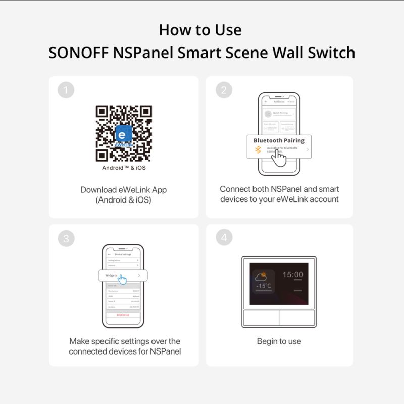 SONOFF NSPanel WiFi escena interruptor inteligente UE/EE. UU. Hogar inteligente Control todo en uno pantalla táctil a través de Ewelink a través de Alexa Google Home Alice