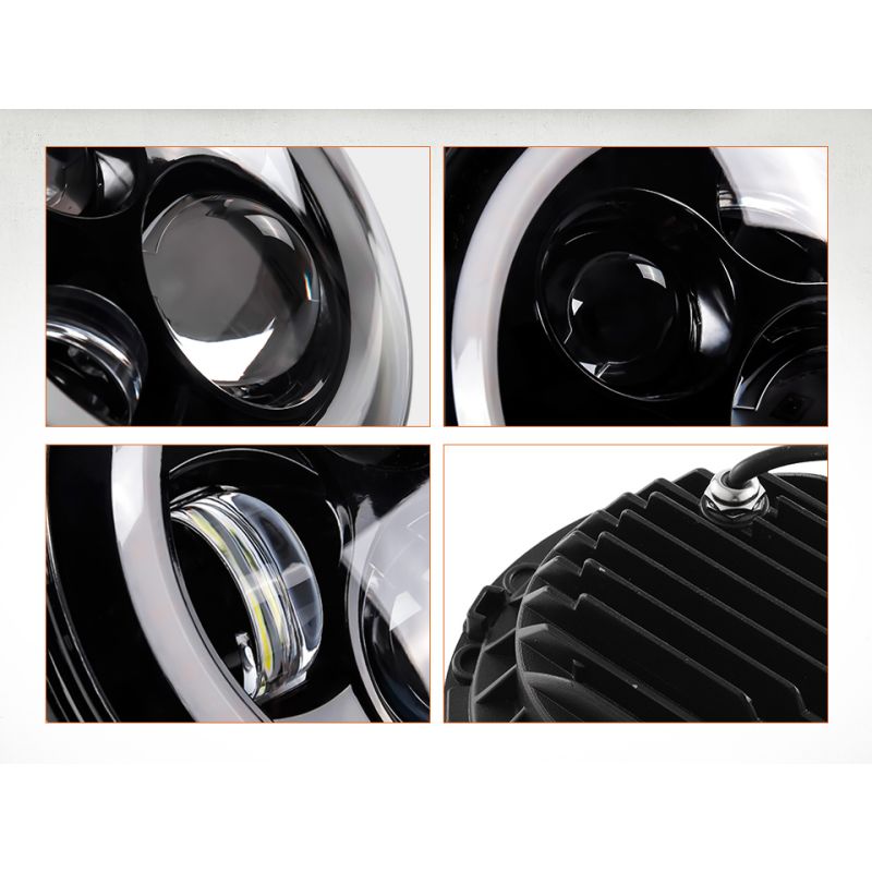 1 par de faros delanteros Led CO LIGHT de 7 pulgadas H4 DRL redondos de 7 pulgadas con Ojo de Ángel amarillo y blanco para Jeep Wrangler Lada Niva 4x4 60W