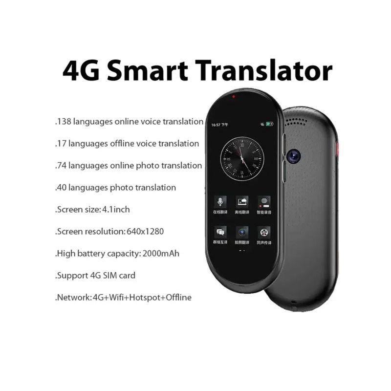 Traductor de voz A10, Chat de 4,1 pulgadas, GPT, multilenguaje, SIM 4G, dispositivo inteligente de traducción en tiempo Real para estudiantes de viajes globales