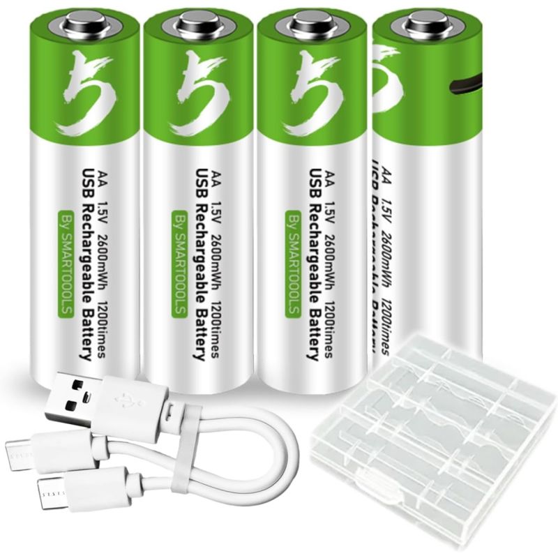 4pcs AA Battery AA Batteries, USB/Type-C AA Rechargeable Battery