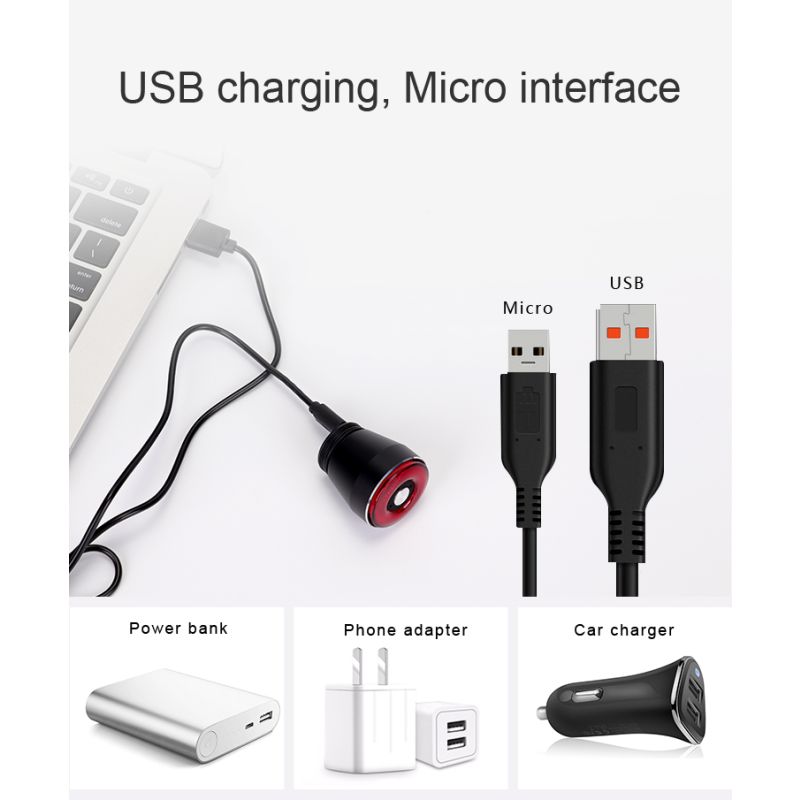 Luz trasera de bicicleta inteligente ANTUSI Q5, luz trasera de bicicleta, luz trasera de arranque/parada automática, detección de freno IPx6, luz trasera LED resistente al agua para ciclismo