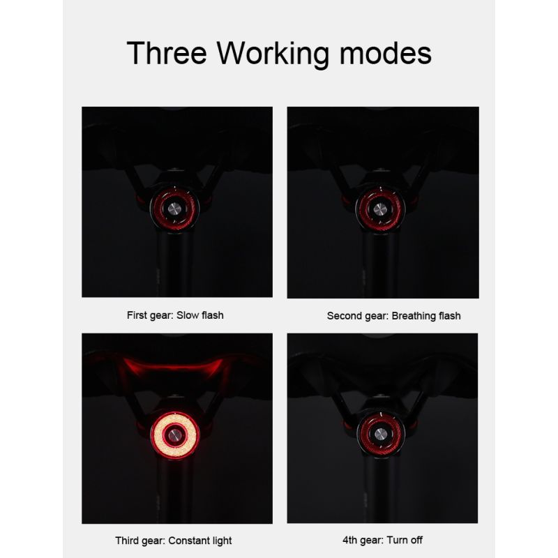 Luz trasera de bicicleta inteligente ANTUSI Q5, luz trasera de bicicleta, luz trasera de arranque/parada automática, detección de freno IPx6, luz trasera LED resistente al agua para ciclismo