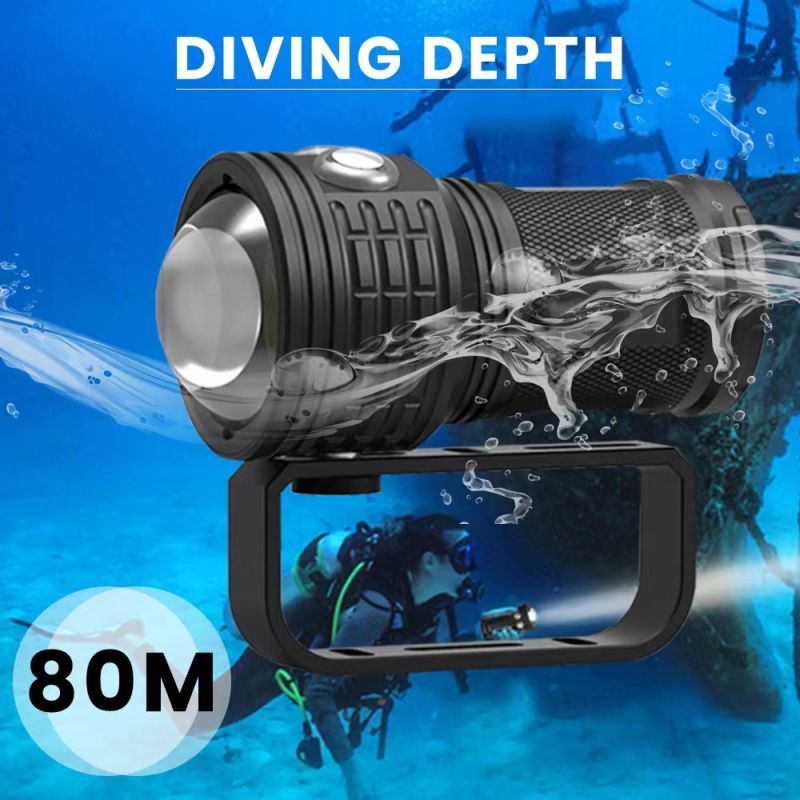 Linterna de buceo LED B12, luz subacuática de 80m, linterna para buceo, linterna para fotografía, linterna COB impermeable IPX8
