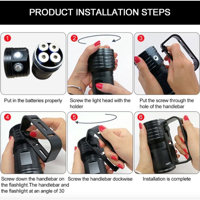 Linterna de buceo LED B12, luz subacuática de 80m, linterna para buceo, linterna para fotografía, linterna COB impermeable IPX8