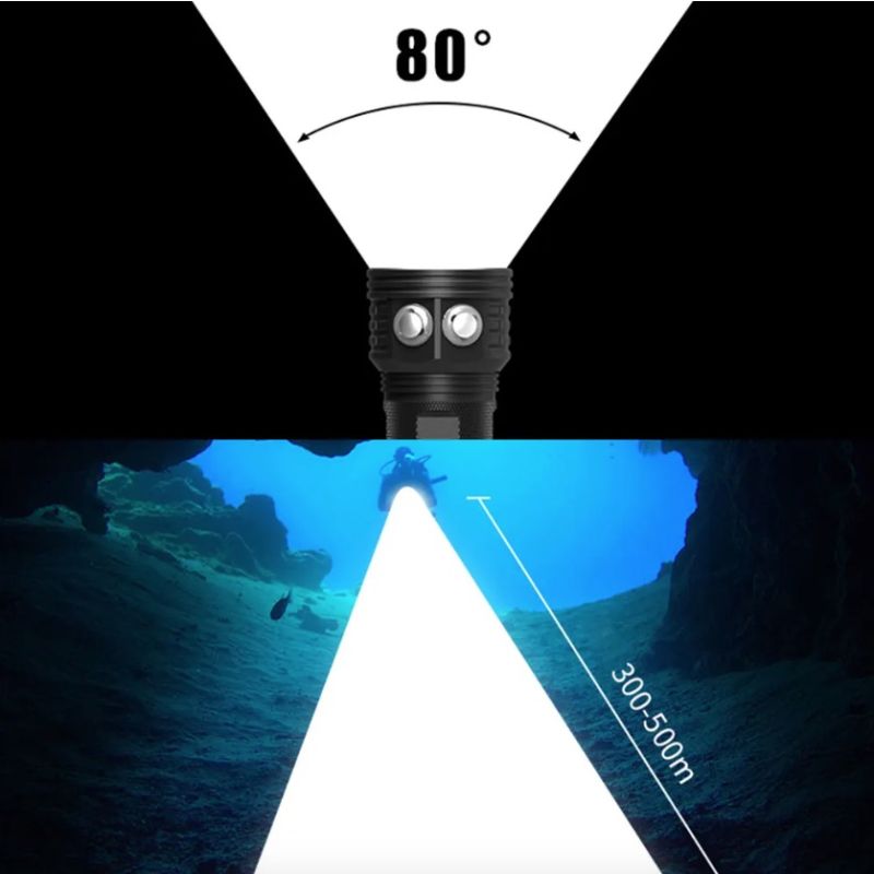 Linterna de buceo LED B12, luz subacuática de 80m, linterna para buceo, linterna para fotografía, linterna COB impermeable IPX8