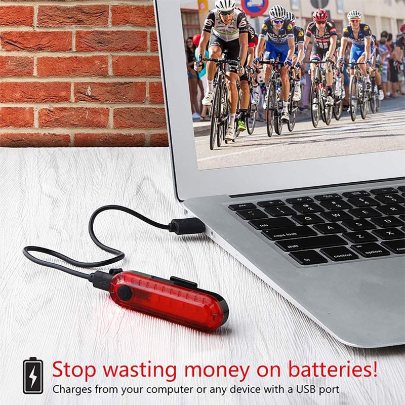 Luz trasera para bicicleta, recargable por USB, luces traseras ultrabrillantes rojas que se adaptan a cualquier bicicleta/casco