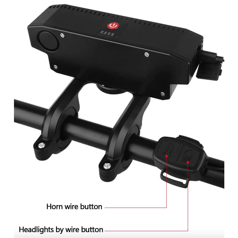 Luz delantera para bicicleta recargable por USB, 120 dB, bocina para bicicleta, resistente al agua, timbre para bicicleta