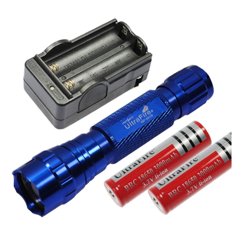 Multi Color Seleccione UltraFire 501B U2 1300 LUMENS 5 MODOS LED Linterna LED  2 * 18650 Batería  Cargador