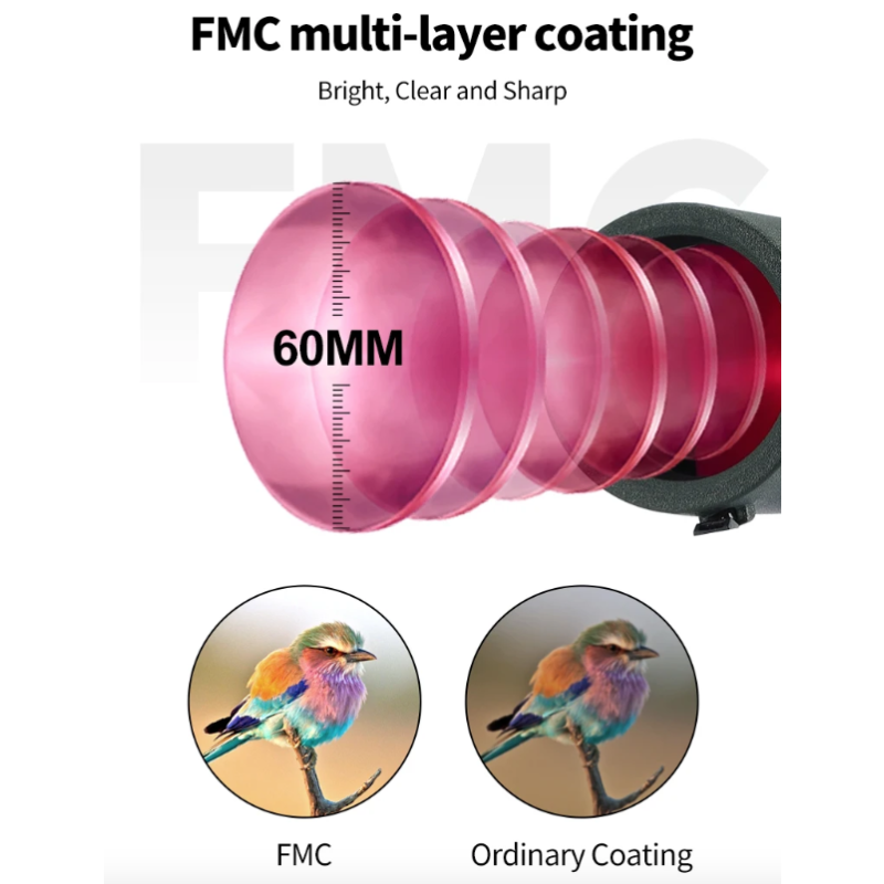 Telescopio terrestre con Zoom 25-75x60, lente ED, Monocular potente, telescopio de prisma Bak4 para acampar al aire libre, observación de aves