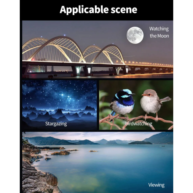 Telescopio terrestre con Zoom 25-75x60, lente ED, Monocular potente, telescopio de prisma Bak4 para acampar al aire libre, observación de aves