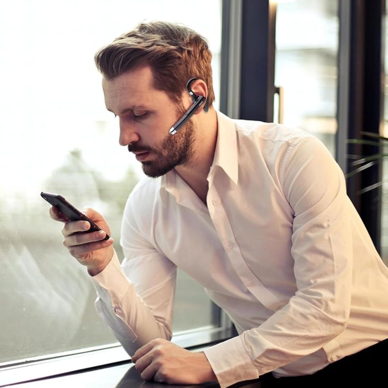 Auriculares inalámbricos de negocios con micrófono incorporado y cancelación de ruido, auriculares deportivos manos libres de 5.3".