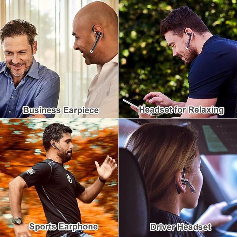 Auriculares inalámbricos de negocios con micrófono incorporado y cancelación de ruido, auriculares deportivos manos libres de 5.3".