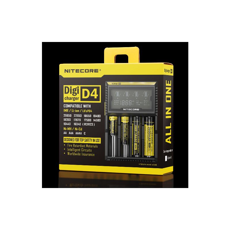 Nitecore D4 Digicharger LCD Mostrar batería Nitecore Charger Intelligent 2.0 Fit Li-Ion 18650 14500 16340 26650