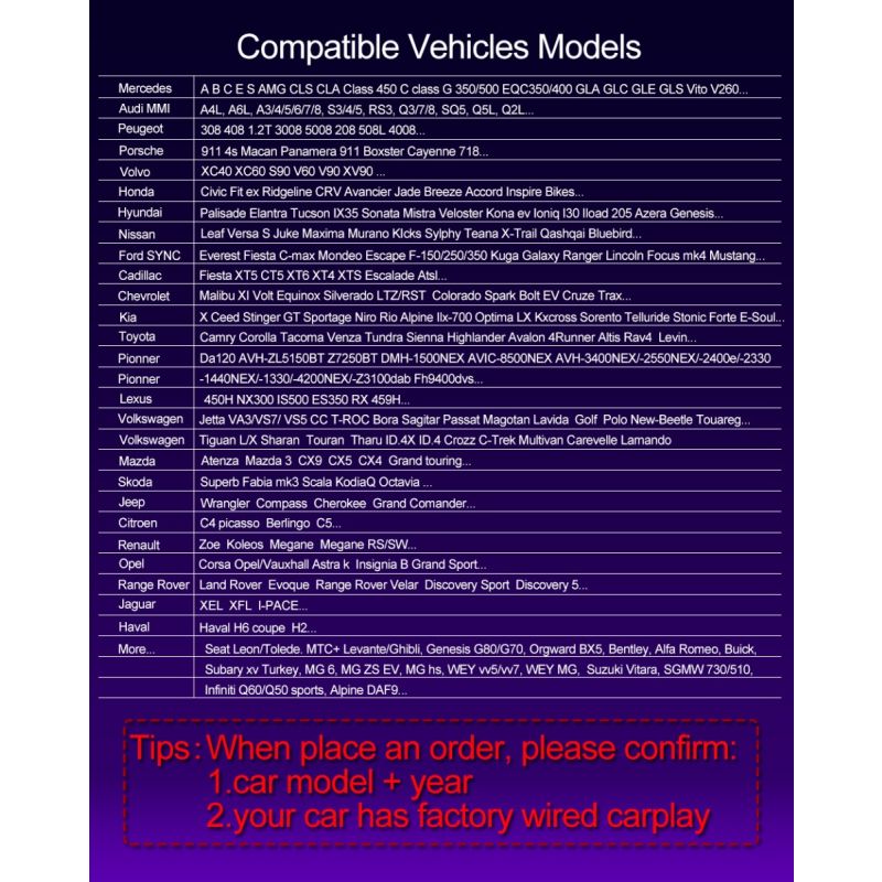 CarlinKit 4.0 Wireless CarPlay Box for Audi VW Porsche Kia Plug and Play Easy Setup Hands-Free Connectivity