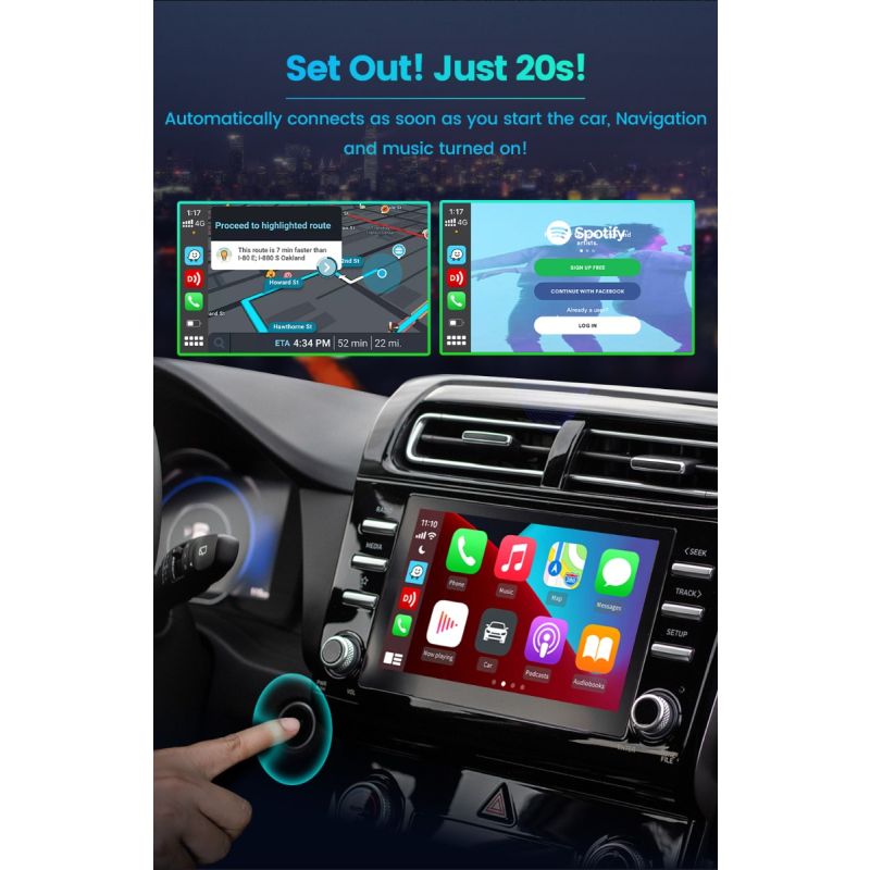CarlinKit 4.0 Wireless CarPlay Box for Audi VW Porsche Kia Plug and Play Easy Setup Hands-Free Connectivity
