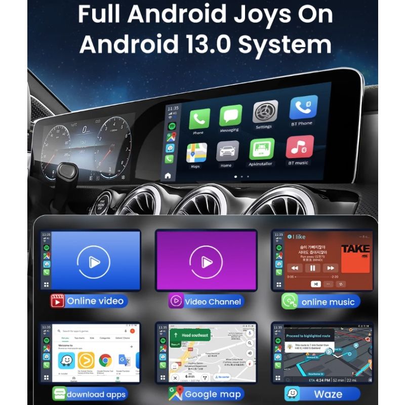 CarlinKit Dispositivo de TV inteligente CarPlay Ai Box Android 13 con cable a inalámbrico CarPlay Android Auto para coches YouTube Netflix