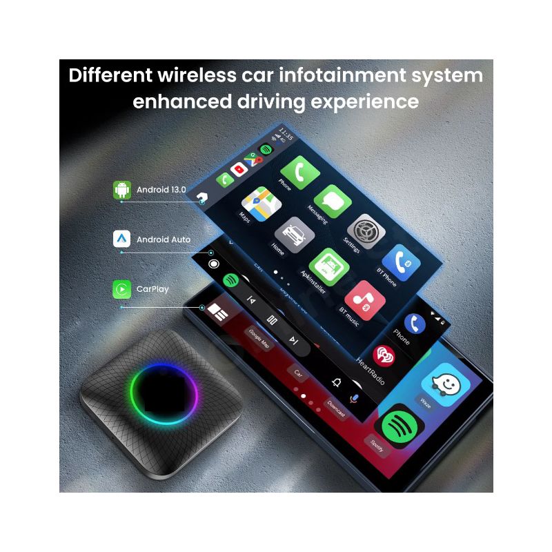 CarlinKit Dispositivo de TV inteligente CarPlay Ai Box Android 13 con cable a inalámbrico CarPlay Android Auto para coches YouTube Netflix