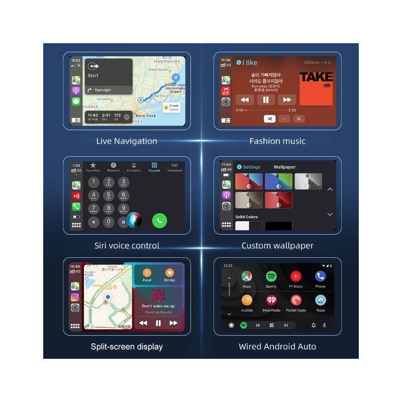 CarlinKit USB con cable/inalámbrico CarPlay Dongle con cable/inalámbrico Android Auto AI Box Mirrorlink BT conexión automática para Android Radio de coche