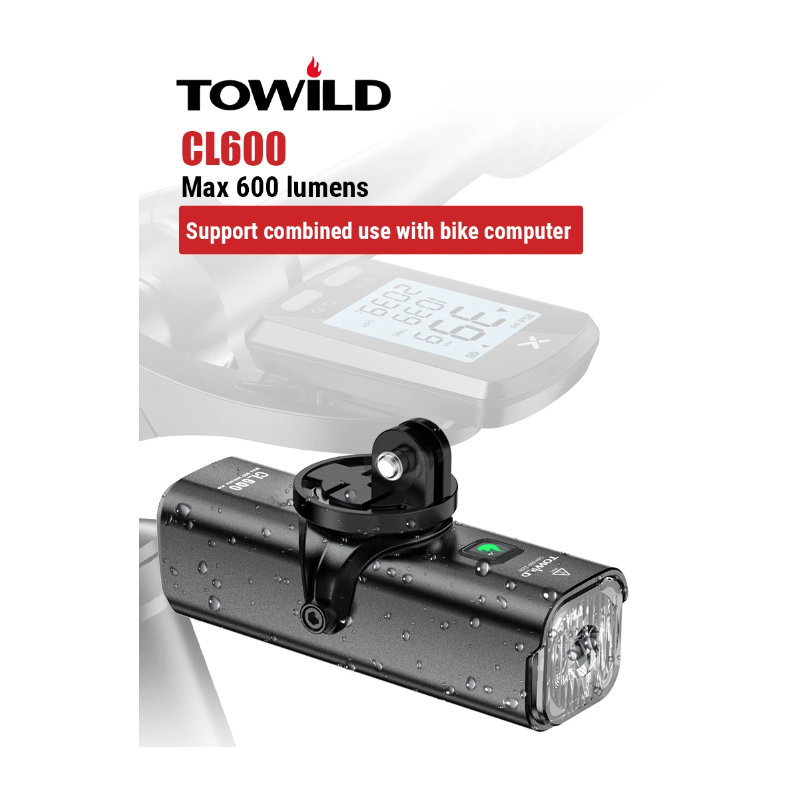 TOWILD CL600 luz frontal para bicicleta, lámpara LED recargable por USB, luz para bicicleta de 2000mAh, faro impermeable, accesorios para bicicleta