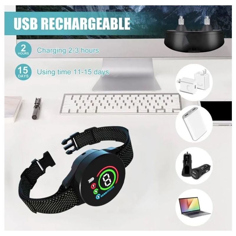 Collar de perro antiladridos automático inteligente, tapón de corteza recargable, deja de ladrar