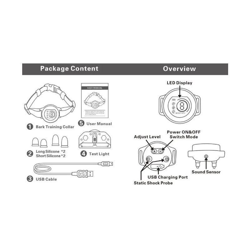 Collar de perro antiladridos automático inteligente, tapón de corteza recargable, deja de ladrar