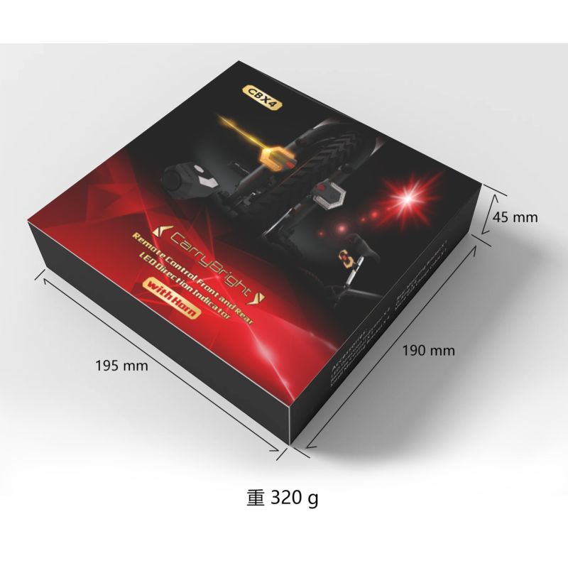 CarryBright CBX4 Luz de señal de giro de bicicleta con bocina Luz trasera delantera de bicicleta impermeable Luz de advertencia de seguridad Control remoto inalámbrico inteligente