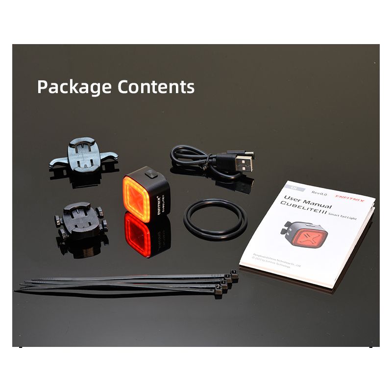 Luz trasera inteligente Enfitnix Cubelite III, luz de advertencia de freno de bicicleta, luz trasera ultrabrillante, luz LED de advertencia nocturna con carga USB