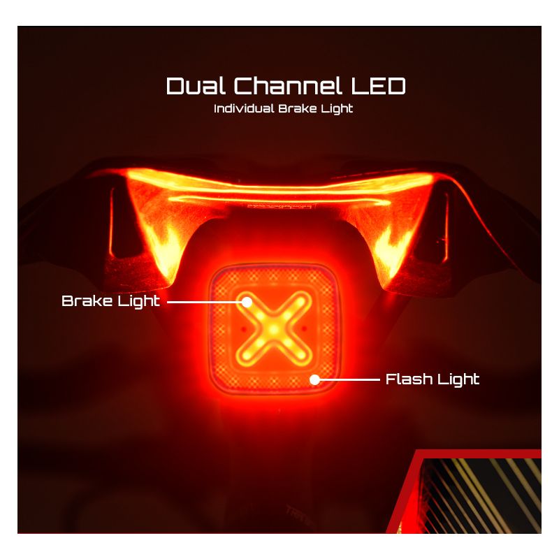 Luz trasera inteligente Enfitnix Cubelite III, luz de advertencia de freno de bicicleta, luz trasera ultrabrillante, luz LED de advertencia nocturna con carga USB