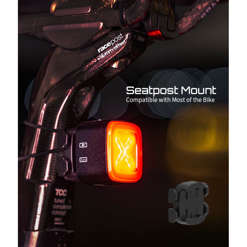 Luz trasera inteligente Enfitnix Cubelite III, luz de advertencia de freno de bicicleta, luz trasera ultrabrillante, luz LED de advertencia nocturna con carga USB