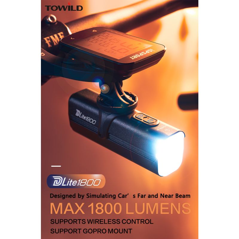 TOWILD DLite 1800 USB recargable bicicleta luz delantera lámpara LED 21700 5000mAh bicicleta luz impermeable bicicleta faro