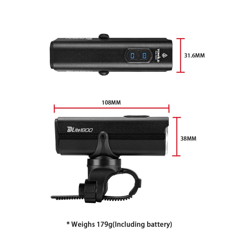 TOWILD DLite 1800 USB recargable bicicleta luz delantera lámpara LED 21700 5000mAh bicicleta luz impermeable bicicleta faro